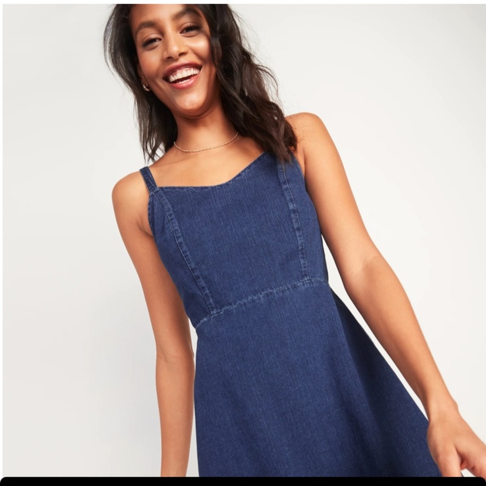 Fit & Flare Cami Ruffle-Hem Jean Dress for Women